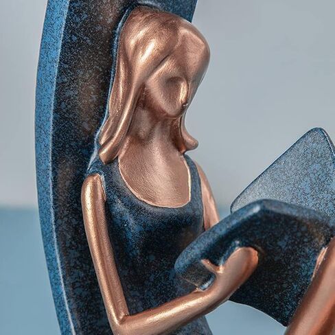 تمثال راتنج فتاة القراءة، منحوتة دائرية لفتاة اليوغا، هدية تمثال صغير لمعلمي القراء للمكتب، الخزانة، رف الكتب، ديكور المنزل المكتبي (الحجم: 8.07 × 8.07 بوصة) in Kuwait