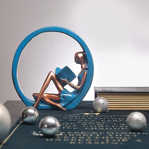 تمثال راتنج فتاة القراءة، منحوتة دائرية لفتاة اليوغا، هدية تمثال صغير لمعلمي القراء للمكتب، الخزانة، رف الكتب، ديكور المنزل المكتبي (الحجم: 8.07 × 8.07 بوصة) in Kuwait