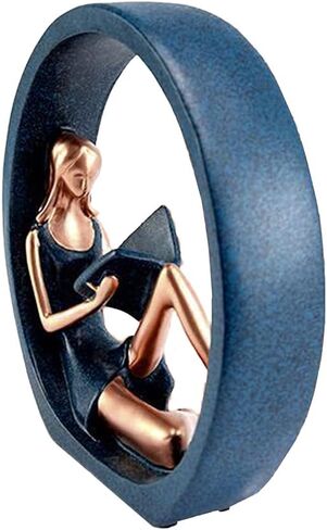 تمثال راتنج فتاة القراءة، منحوتة دائرية لفتاة اليوغا، هدية تمثال صغير لمعلمي القراء للمكتب، الخزانة، رف الكتب، ديكور المنزل المكتبي (الحجم: 8.07 × 8.07 بوصة) in Kuwait