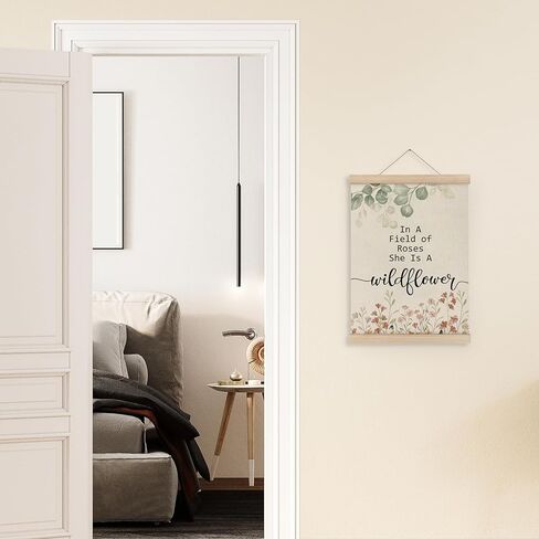 MAQIKA Baby Girl Nursery Decor Poster Framed with Wood Hanger, Boho Nursery Decor for Girl, Girl Nursery Hanging Wall Decor, Wildflower Nursery Decor Canvas Wall Art for Baby Girls Room 12x16 Inch in Saudi Arabia