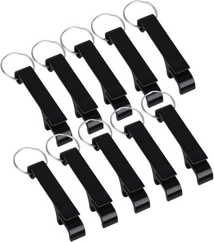 10 PCS Beer Bottle Openers Keychain for men, Metal jar Opener Soda Beverage Can Opener with KeyRing bulk Pocket Bottle Opener(black) in Saudi Arabia