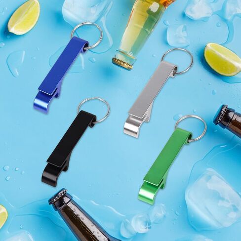 10 PCS Beer Bottle Openers Keychain for men, Metal jar Opener Soda Beverage Can Opener with KeyRing bulk Pocket Bottle Opener(black) in Saudi Arabia