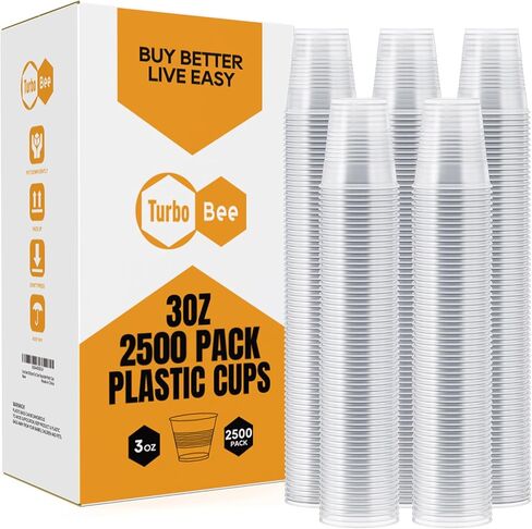 Turbo Bee 2500Pack 3oz Plastic Cups,Disposable Mouthwash Cups,3 Ounce Small Cups Ideal for Drinking Tasting, Food Samples，Mini Bathroom Cups in Saudi Arabia