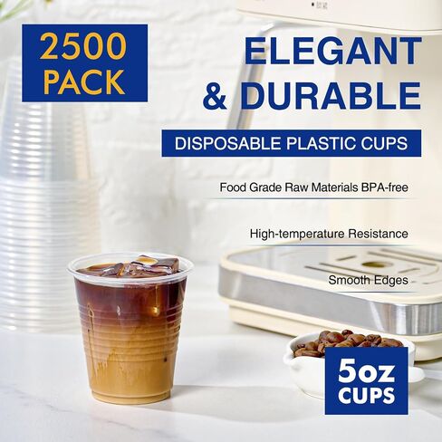 Turbo Bee 2500Pack 3oz Plastic Cups,Disposable Mouthwash Cups,3 Ounce Small Cups Ideal for Drinking Tasting, Food Samples，Mini Bathroom Cups in Saudi Arabia