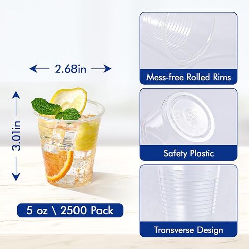 Turbo Bee 2500Pack 3oz Plastic Cups,Disposable Mouthwash Cups,3 Ounce Small Cups Ideal for Drinking Tasting, Food Samples，Mini Bathroom Cups in Saudi Arabia