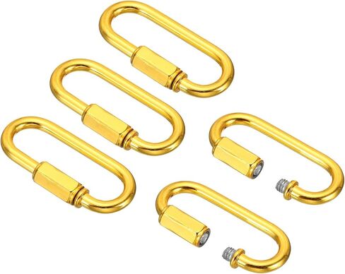 PATIKIL 4mm Steel Chain Quick Links, 5 Pack Screw Locking Chain Connector Oval Snap in Ring Hook Clips for Chandelier Backpack Tent, 44 Lbs Black in Saudi Arabia