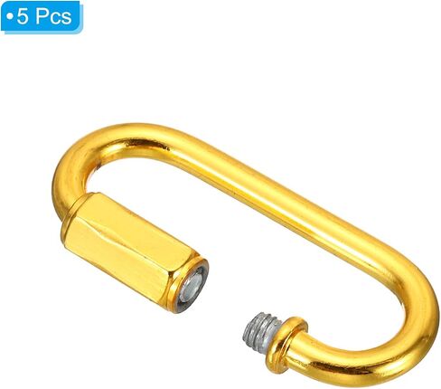 PATIKIL 4mm Steel Chain Quick Links, 5 Pack Screw Locking Chain Connector Oval Snap in Ring Hook Clips for Chandelier Backpack Tent, 44 Lbs Black in Saudi Arabia