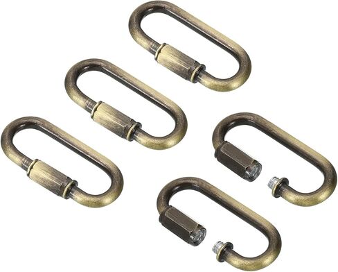 PATIKIL 4mm Steel Chain Quick Links, 5 Pack Screw Locking Chain Connector Oval Snap in Ring Hook Clips for Chandelier Backpack Tent, 44 Lbs Black in Saudi Arabia