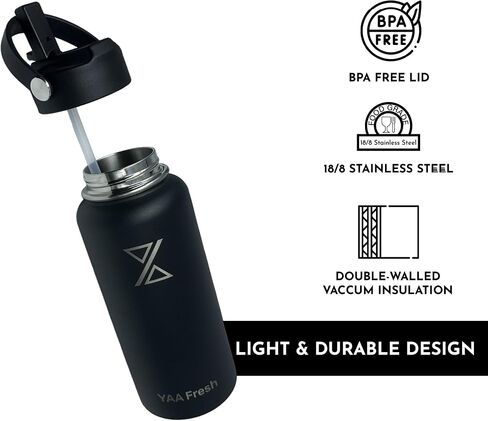 Yaa Fresh 24Oz BPA-Free 24 Hr Cold/12 Hr Hot Insulated Stainless Steel Sports Water Bottle with Straw and Lid, Food-grade Double Walled, Leakproof, Insulated Thermos, Wide Mouth for Men, Women & Kids in Saudi Arabia