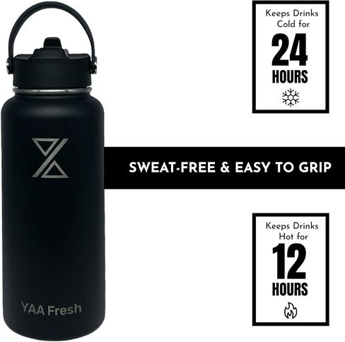 Yaa Fresh 24Oz BPA-Free 24 Hr Cold/12 Hr Hot Insulated Stainless Steel Sports Water Bottle with Straw and Lid, Food-grade Double Walled, Leakproof, Insulated Thermos, Wide Mouth for Men, Women & Kids in Saudi Arabia