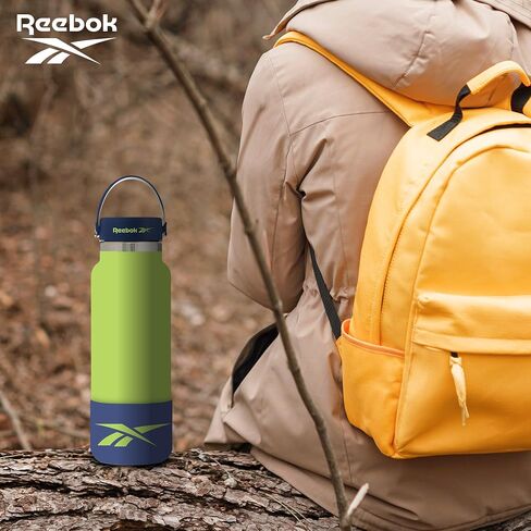 Reebok Stainless Steel Wide Mouth Water Bottle With Flex Cap For Outdoor - 40 oz - Double Wall Vacuum Insulated Sports Water Bottle With Silicone Sleeves, BPA Free in Saudi Arabia