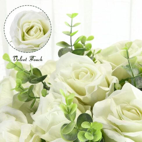 Hoteam 30 Pcs Velvet Flowers with Long Stem 4 Inch Large Artificial Roses Bulk Realistic Fake Real Touch Flowers Mother's Day Fake Roses Bouquet for Home Garden Wedding Party Decor (Red) in Saudi Arabia