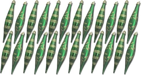 24 قطعة من الزخارف النهائية الخضراء مع تصميم ندفة الثلج وخط لامع in Kuwait