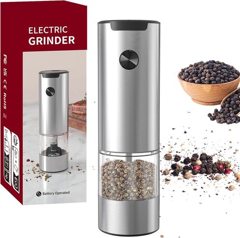 Electric Salt and Pepper Grinder Set,One-handed Automatic Operation, white LED Light,Dual Charging Base, Adjustable Coarseness,Battery Powered,Generous Capacity (1) in Saudi Arabia