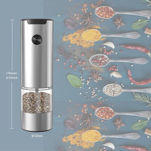 Electric Salt and Pepper Grinder Set,One-handed Automatic Operation, white LED Light,Dual Charging Base, Adjustable Coarseness,Battery Powered,Generous Capacity (1) in Saudi Arabia