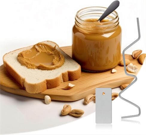 أداة تقليب زبدة الفول السوداني 2 في 1، خلاط زبدة الفول السوداني من الفولاذ المقاوم للصدأ مع مكشطة لتوفير زبدة الجوز الزائدة، أداة تقليب زبدة الفول السوداني لخلط الزيت والتصلب البارد (تناسب برطمانات سعة 16-26 أونصة) in Saudi Arabia