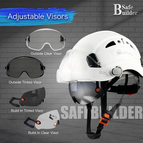 Industrial Safety Helmet with Build-in Visor ABS Hard Hat with Visor Adjustable Ventilation Hardhats Construction Head Protection ANSI Z89.1 in Saudi Arabia