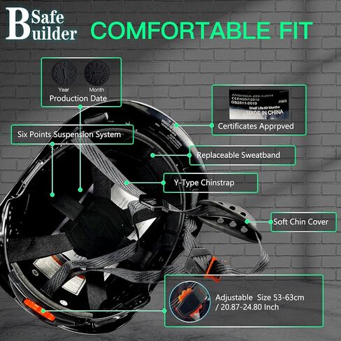 Industrial Safety Helmet with Build-in Visor ABS Hard Hat with Visor Adjustable Ventilation Hardhats Construction Head Protection ANSI Z89.1 in Saudi Arabia