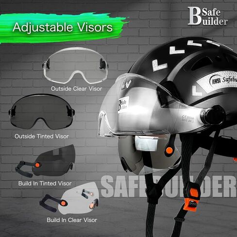 Industrial Safety Helmet with Build-in Visor ABS Hard Hat with Visor Adjustable Ventilation Hardhats Construction Head Protection ANSI Z89.1 in Saudi Arabia