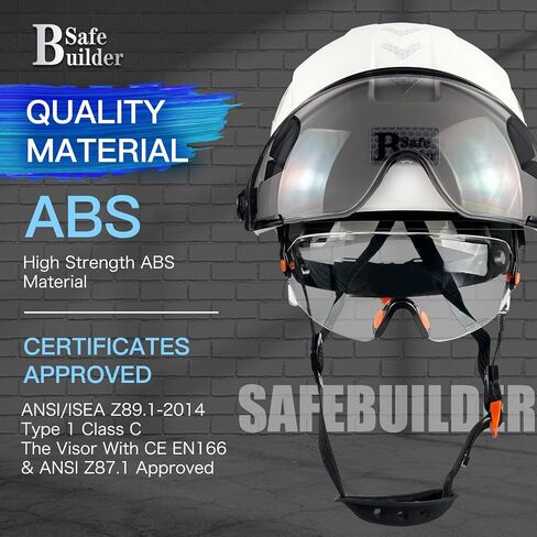 Industrial Safety Helmet with Build-in Visor ABS Hard Hat with Visor Adjustable Ventilation Hardhats Construction Head Protection ANSI Z89.1 in Saudi Arabia