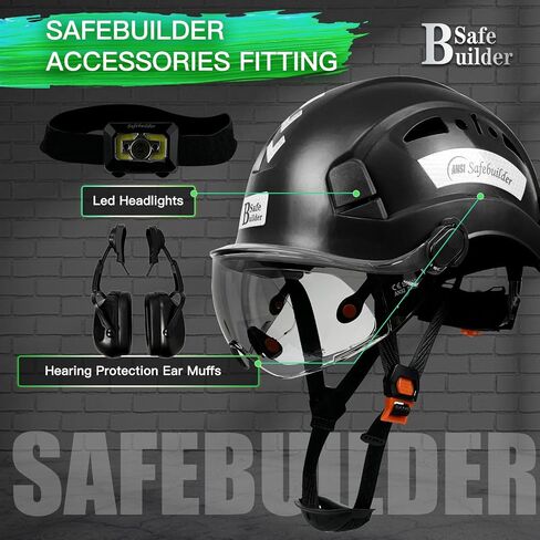 Industrial Safety Helmet with Build-in Visor ABS Hard Hat with Visor Adjustable Ventilation Hardhats Construction Head Protection ANSI Z89.1 in Saudi Arabia