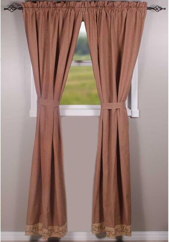 Primitive Home Decors Berry Vine Gingham Barn Red and Nutmeg 84" x 86" Lined Cotton Drapery Panels in Saudi Arabia