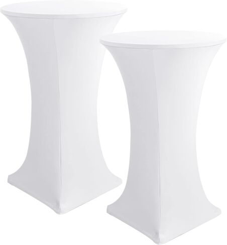 Cocktail Table Covers, 2 Pack - Fitted Stretch Spandex Square Corners Cocktail Tablecloths,High Top Table Cloths (Black, Fit for 30"-32" Diameter x 43" Height Tables) in Saudi Arabia