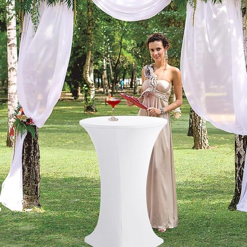 Cocktail Table Covers, 2 Pack - Fitted Stretch Spandex Square Corners Cocktail Tablecloths,High Top Table Cloths (Black, Fit for 30"-32" Diameter x 43" Height Tables) in Saudi Arabia