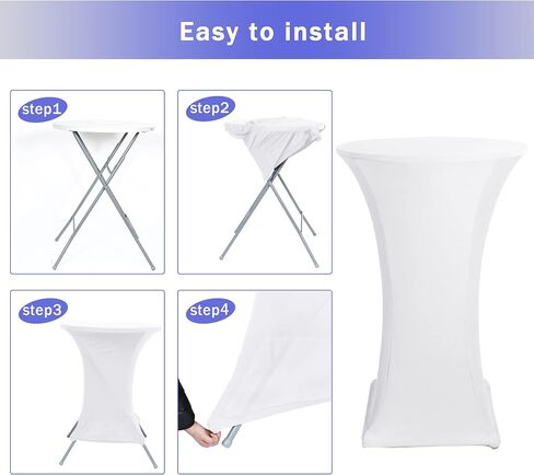 Cocktail Table Covers, 2 Pack - Fitted Stretch Spandex Square Corners Cocktail Tablecloths,High Top Table Cloths (Black, Fit for 30"-32" Diameter x 43" Height Tables) in Saudi Arabia