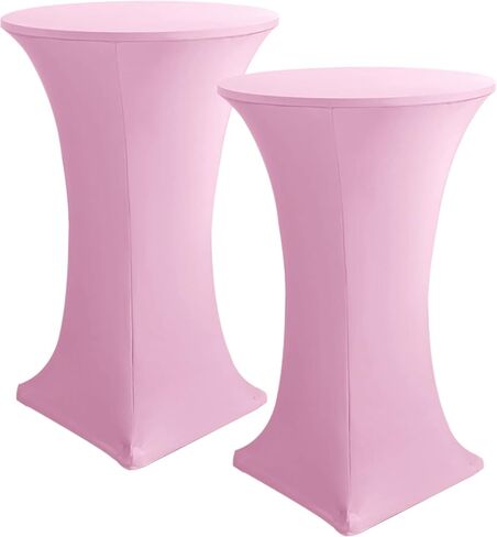 Cocktail Table Covers, 2 Pack - Fitted Stretch Spandex Square Corners Cocktail Tablecloths,High Top Table Cloths (Black, Fit for 30"-32" Diameter x 43" Height Tables) in Saudi Arabia