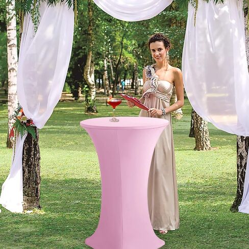 Cocktail Table Covers, 2 Pack - Fitted Stretch Spandex Square Corners Cocktail Tablecloths,High Top Table Cloths (Black, Fit for 30"-32" Diameter x 43" Height Tables) in Saudi Arabia