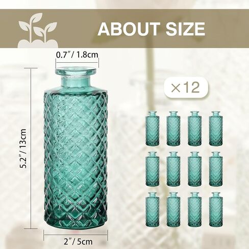 6pcs Glass Vase Bud Small Vase Set Flower Vase in Bulk Diamond Texture Mini Vintage Vases for Table Centerpiece, Home Decoration, Wedding, Party Decor, Amber in Saudi Arabia