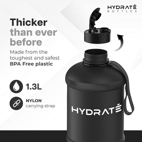 HYDRATE XXL Jug 128 Oz Water Bottle - BPA Free, Leak Proof, Flip Cap, Ideal for Gym - Clear Water Container with Extra Strong Material - Perfect for Sports, Rugby, and on the Go (Matte Camo, 3.8L) in Saudi Arabia