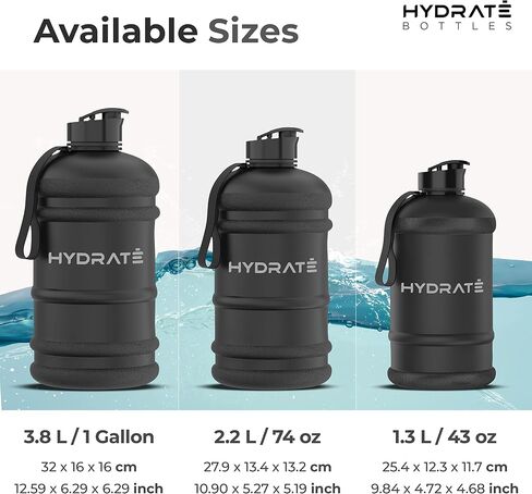 HYDRATE XXL Jug 128 Oz Water Bottle - BPA Free, Leak Proof, Flip Cap, Ideal for Gym - Clear Water Container with Extra Strong Material - Perfect for Sports, Rugby, and on the Go (Matte Camo, 3.8L) in Saudi Arabia