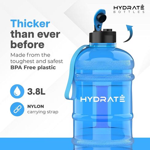 HYDRATE XXL Jug 128 Oz Water Bottle - BPA Free, Leak Proof, Flip Cap, Ideal for Gym - Clear Water Container with Extra Strong Material - Perfect for Sports, Rugby, and on the Go (Matte Camo, 3.8L) in Saudi Arabia