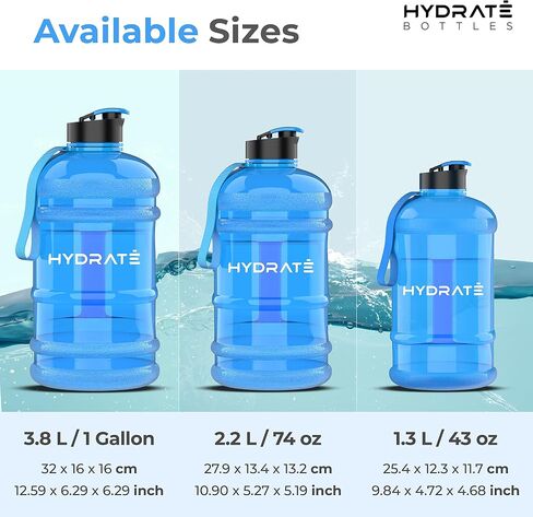 HYDRATE XXL Jug 128 Oz Water Bottle - BPA Free, Leak Proof, Flip Cap, Ideal for Gym - Clear Water Container with Extra Strong Material - Perfect for Sports, Rugby, and on the Go (Matte Camo, 3.8L) in Saudi Arabia
