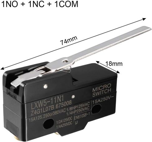 uxcell LXW5-11N1 1NO + 1NC Long Hinge Lever Type Miniature Micro Switch in Saudi Arabia
