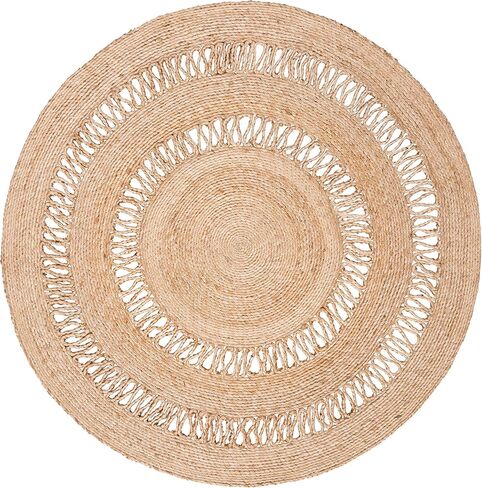 SAFAVIEH Natural Fiber Round Collection 3' Round Natural NFB254A Handmade Boho Country Charm Jute Area Rug in Saudi Arabia