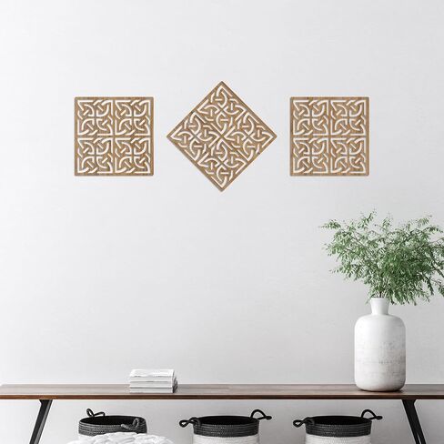 Celtic Wall Art Decor Panels, Geometric Wood Wall Art, Bathroom Decor, Bedroom Decor and Kitchen Wall Decor, Wall Decorations for Living Room, (Walnut) in Saudi Arabia