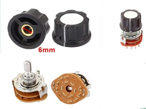 BULUSHI 5pcs 2P6T 2 Pole 6 رمي واحد سطح السفينة قناة مفتاح دوار محدد مع مقبض بلاستيكي أسود (2X6) in Kuwait