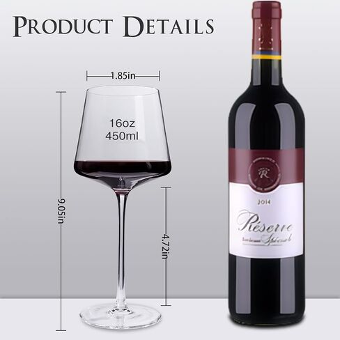 Physkoa Wine Glasses Set 6 -【16Oz】 White Wine Glasses with Tall Long Stem,Stemmed Crystal Wine Glasses-Square with Flat Bottom【Universal】 Wine Gifts for Birthday,Wedding in Saudi Arabia