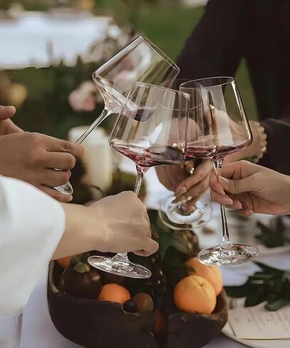 Physkoa Wine Glasses Set 6 -【16Oz】 White Wine Glasses with Tall Long Stem,Stemmed Crystal Wine Glasses-Square with Flat Bottom【Universal】 Wine Gifts for Birthday,Wedding in Saudi Arabia