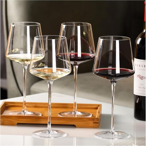 Physkoa Wine Glasses Set 6 -【16Oz】 White Wine Glasses with Tall Long Stem,Stemmed Crystal Wine Glasses-Square with Flat Bottom【Universal】 Wine Gifts for Birthday,Wedding in Saudi Arabia