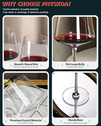 Physkoa Wine Glasses Set 6 -【16Oz】 White Wine Glasses with Tall Long Stem,Stemmed Crystal Wine Glasses-Square with Flat Bottom【Universal】 Wine Gifts for Birthday,Wedding in Saudi Arabia