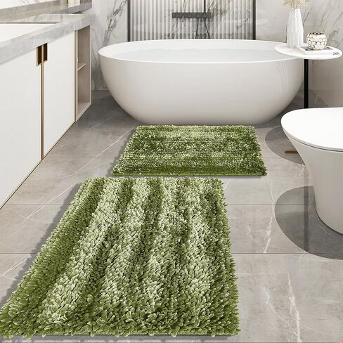 Bathroom Rug Set Bath Mat Dark Teal Chenille 2 Piece Bath Rugs Soft Super Absorbent Water Quick Dry Non Slip Washable Bath Mats for Bathroom Floor,Tub,Shower, 20x32+16x24 Inch in Saudi Arabia