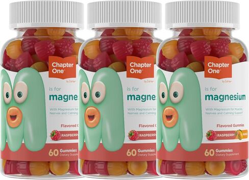 Chapter One Magnesium Gummies, Great Tasting Magnesium for Kids, Calm Kids Magnesium, Magnesium Gummies for Women and Men, Raspberry and Mango Flavored, Certified Kosher, (180 Flavored Gummies) in Kuwait