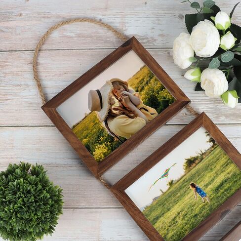 4x6 Hanging Collage Picture Frame Set, Rustic 8 Opening Horizontal Frames Display 4 by 6 Photos Prints for Wall Decor in Saudi Arabia