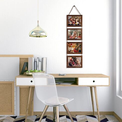 4x6 Hanging Collage Picture Frame Set, Rustic 8 Opening Horizontal Frames Display 4 by 6 Photos Prints for Wall Decor in Saudi Arabia