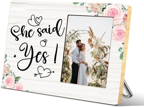 خطوبة قالت نعم إطارات الصور، هدايا الخطوبة زوجين إطار الصورة 4x6، إطارات الزفاف هدايا تشارك حديثا للزوجين هدايا الزفاف، هدايا عيد الحب الهدايا لها in Kuwait