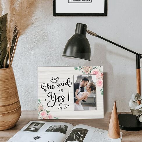 خطوبة قالت نعم إطارات الصور، هدايا الخطوبة زوجين إطار الصورة 4x6، إطارات الزفاف هدايا تشارك حديثا للزوجين هدايا الزفاف، هدايا عيد الحب الهدايا لها in Kuwait